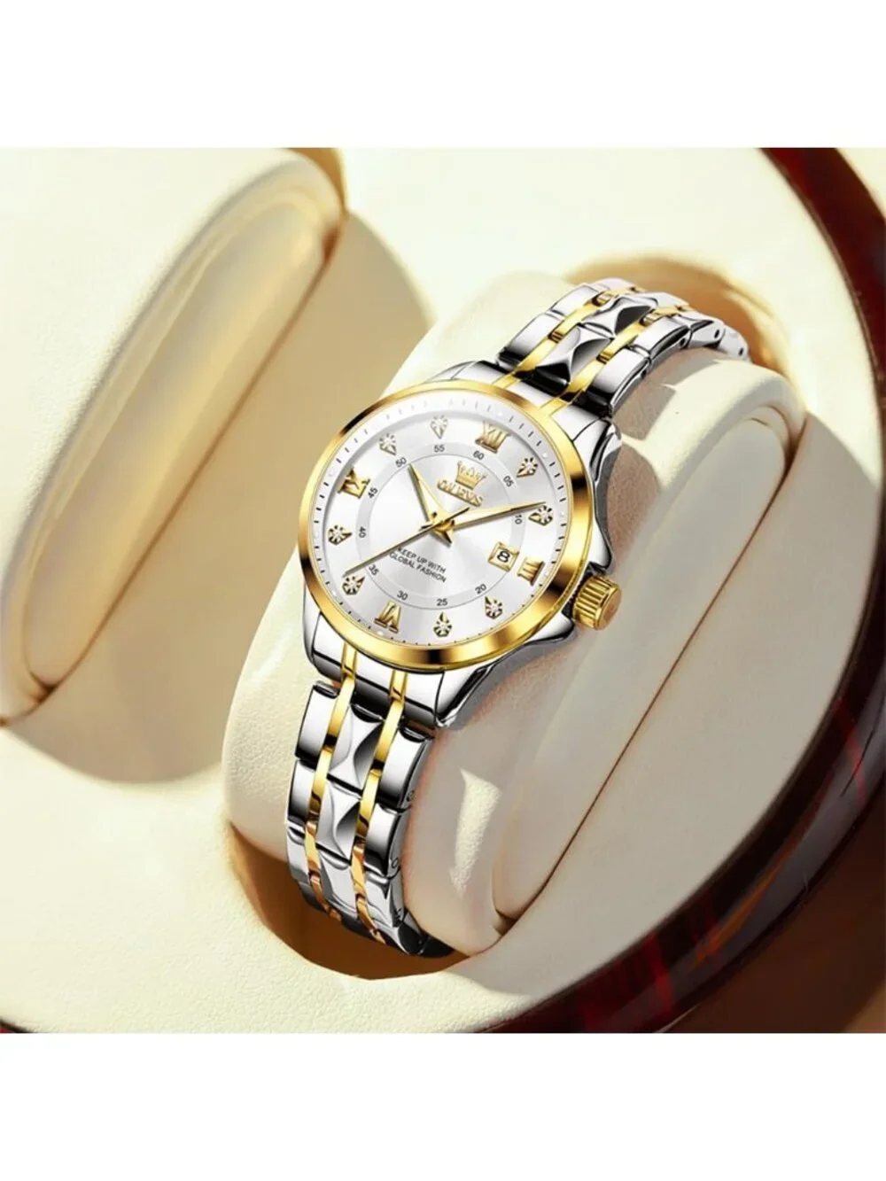Women's Silver White Analog Stainless Steel Waterproof Luminous Luxury Watch